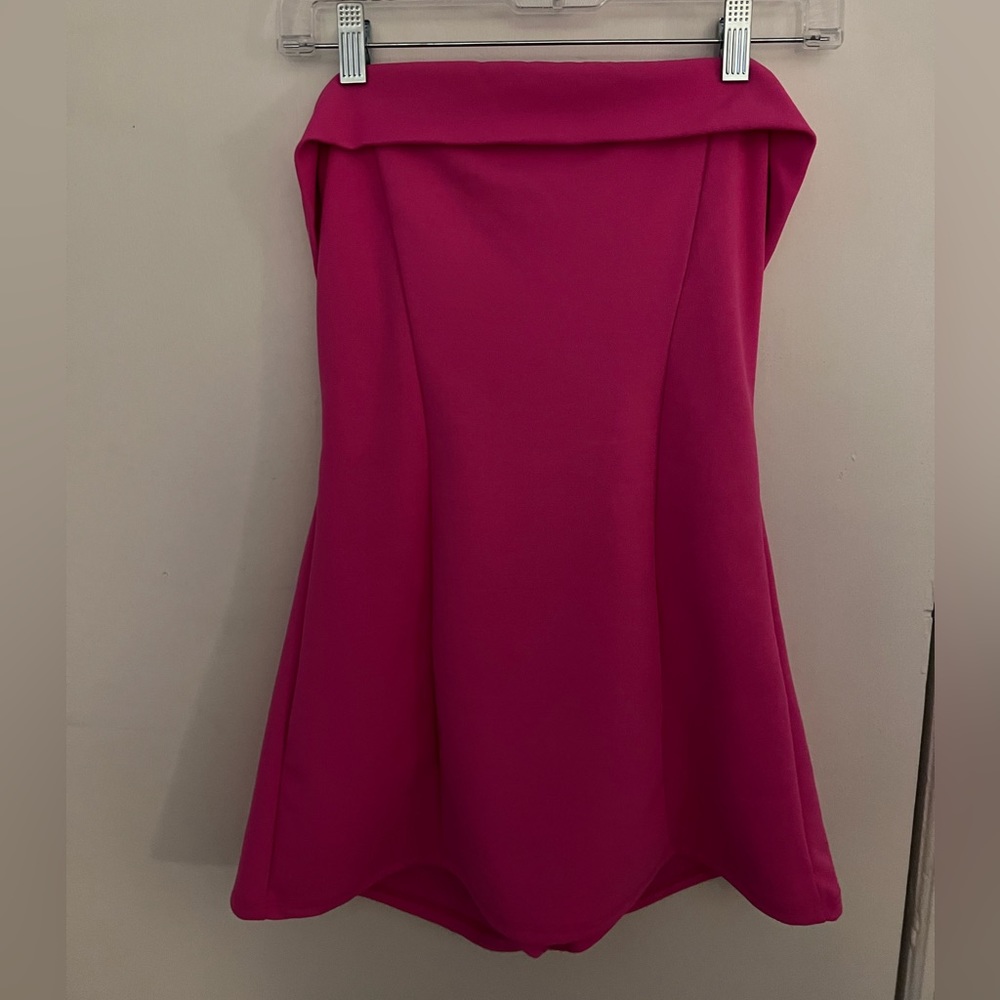 pink strapless romper